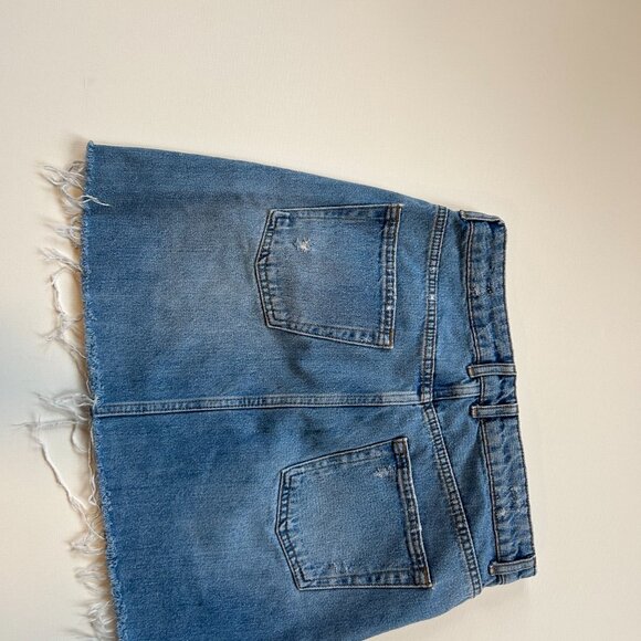 Topshop Blue Denim Mini Skirt with Distressed Hem - Picture 3 of 5